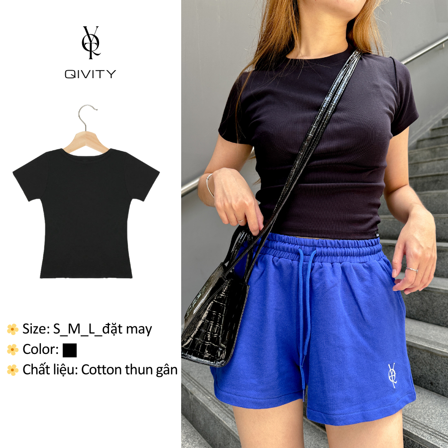 Quần short thun nữ, vải cotton da cá, phong cách thể thao, thoáng mát, co dãn 4 chiều nhà Qivity
