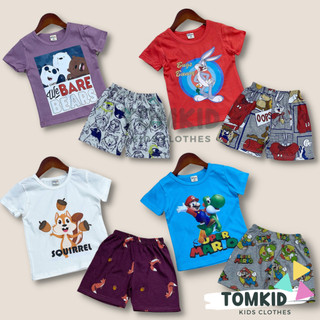 Đồ bộ cho bé trai bộ cộc tay cho bé chất cotton xuất khẩu dày dặn thoáng mát không nhão vải 10-26kg Tomkids