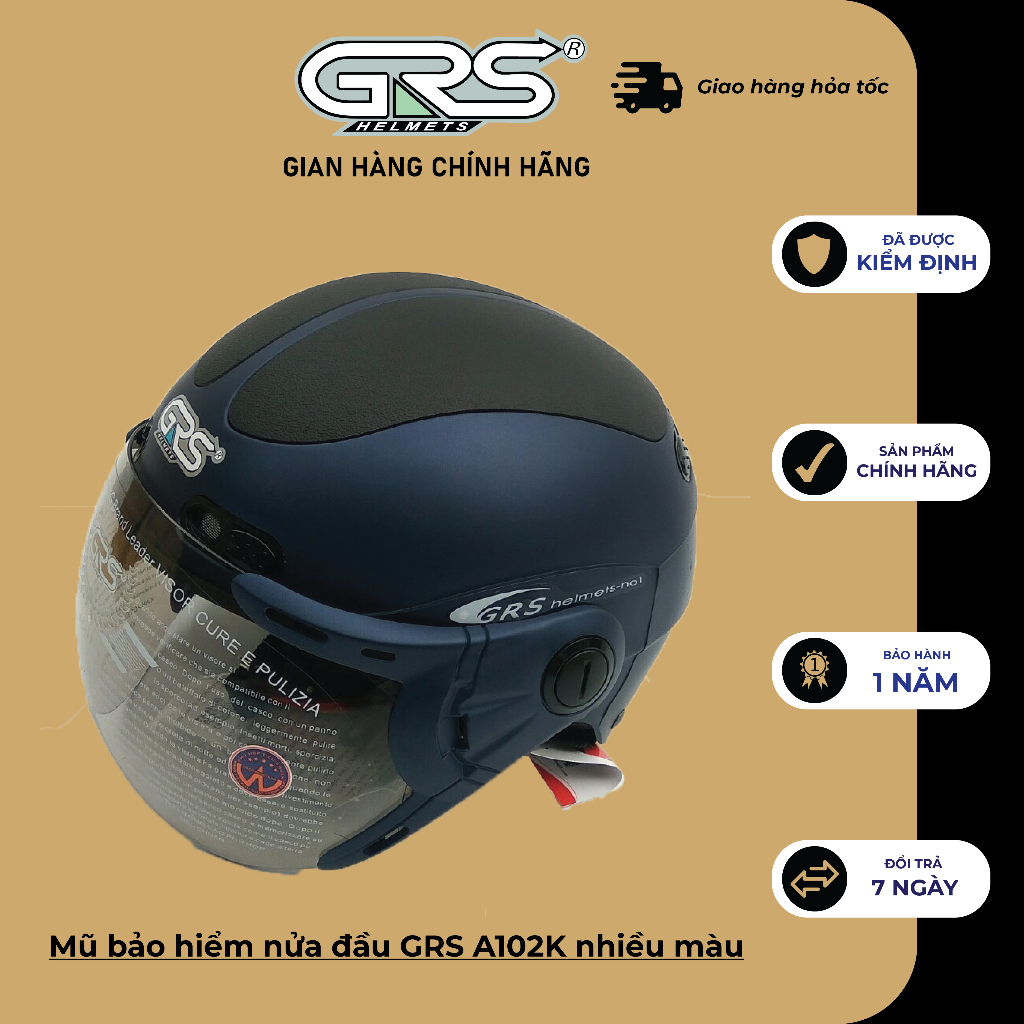 Mũ bảo hiểm nửa đầu GRS A102K nhiều màu