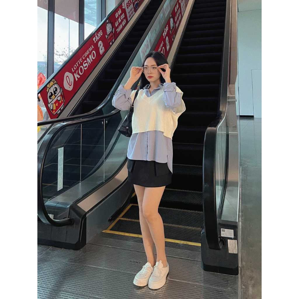 Áo len gile cổ tim phong cách Hàn Quốc dễ thương Hari GenZ 9901 P8k7