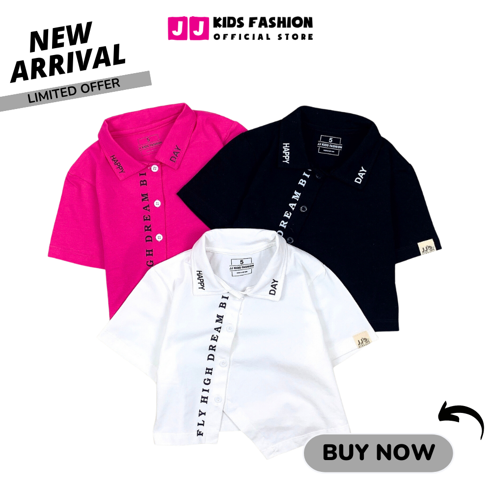 Áo bé gái croptop cộc tay cao cấp hình in sắc nét size đại - JJ Kids