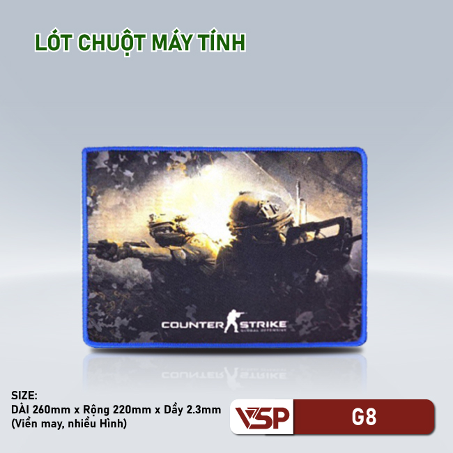 Lót chuột game G8 220x260x3mm may viền - Hình ngẫu nhiên