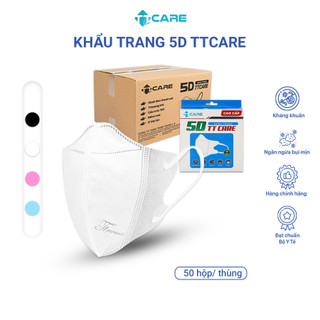 Thùng 1000 Cái Khẩu trang 5D thời trang TTcare an toàn sức khỏe kháng khuẩn đến 99%