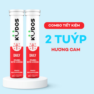 Combo 2 Tuýp Viên sủi KUDOS DAILY - Thực phẩm bảo vệ sức khỏe KUDOS DAILY VITAMINS PLUS BIOTIN & GINSENG (20 viên/ Tuýp)