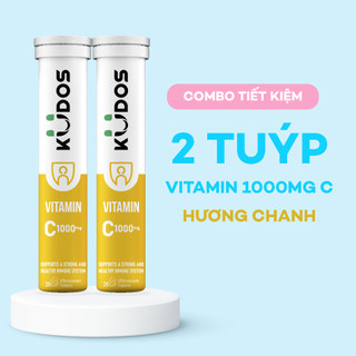 Combo 2 Tuýp Viên sủi KUDOS VITAMIN C -  Thực phẩm bảo vệ sức khỏe KUDOS VITAMIN C 1000mg hương chanh (20 viên/ tuýp)