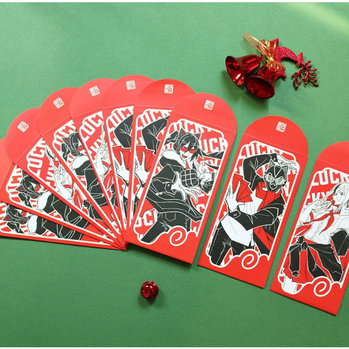 Set 10 bao lì xì Tết in hình Anime giấy C150 cán mờ Thiết Kế Độc Quyền - Mask Maker