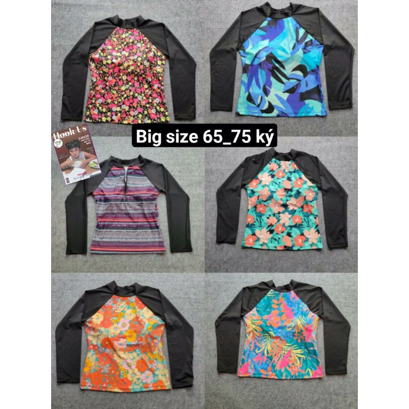 10 Mẫu Áo BIG SIZE Nữ,Áo Bơi Nữ Tay Dài Chống Nắng Có Sẵn Mút Ngực bigc size 65-75 ký