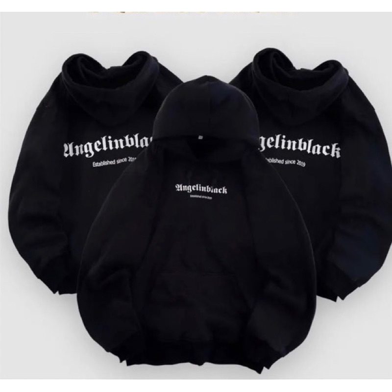 Áo hoodie đen phối chữ trắng freesize, hàng loại 1 nam nữ mặc thoải mái