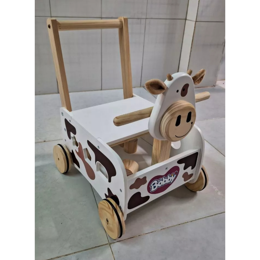 Xe đẩy kiêm chòi chân cho bé bằng gỗ kết hợp lego