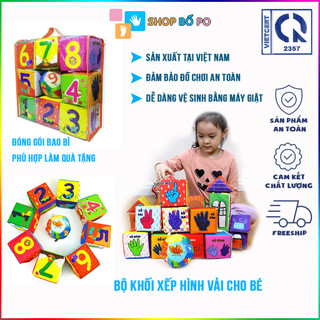 Bộ khối xếp hình bằng vải PiPo - Bộ xúc xắc vui nhộn an toàn gồm 8 khối vuông và 1 bóng