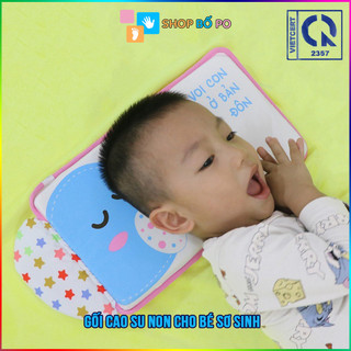 Gối cao su non cho bé sơ sinh - Vỏ cotton mát, ruột cao su non có lỗ tháng khí mềm mịn