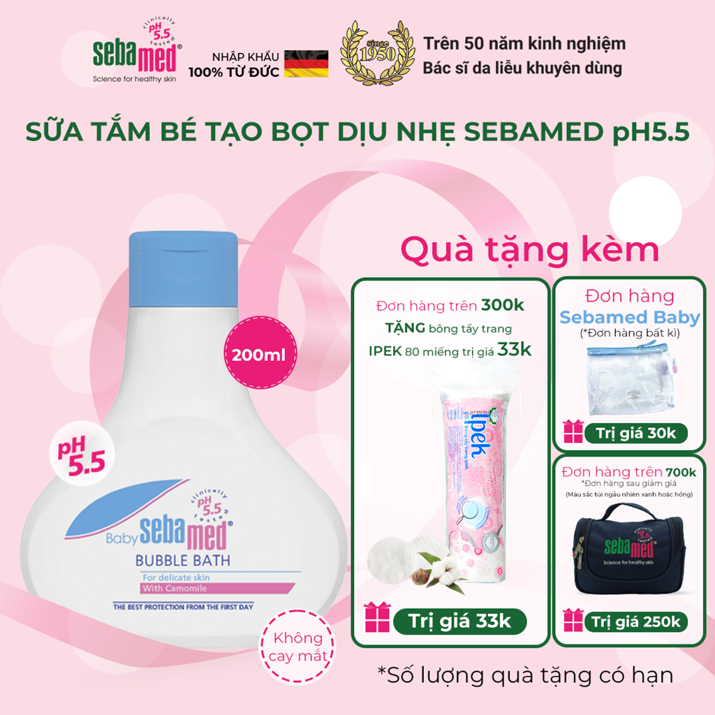 Sữa tắm dịu nhẹ toàn thân Sebamed Baby Bubble Bath pH5.5 (200ml)