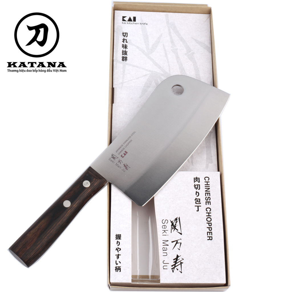 Dao chặt thịt, chặt xương Nhật cao cấp KAI Seki ManJu cán gỗ - 041BE0550 (170mm)