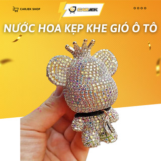 Nước hoa xe hơi - Kẹp khe gió hình gấu, đính đá, vương miện cao cấp