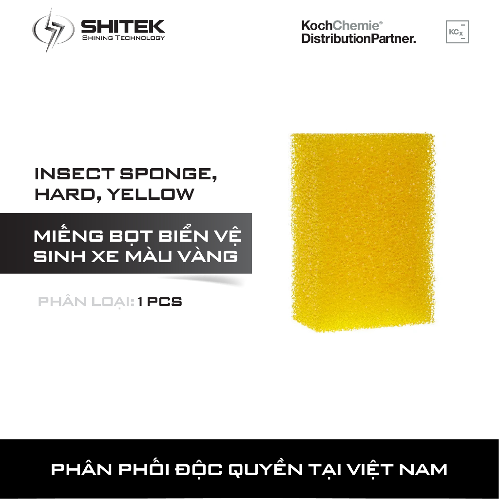 Miếng bọt biển vệ sinh xe màu vàng - Insect sponge, hard, yellow Koch Chemie