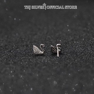 Bông tai nữ THJ -Bông tai thiên nga nhỏ xinh nhẹ nhàng may mắn, chuẩn bạc ta- THJ SILVER