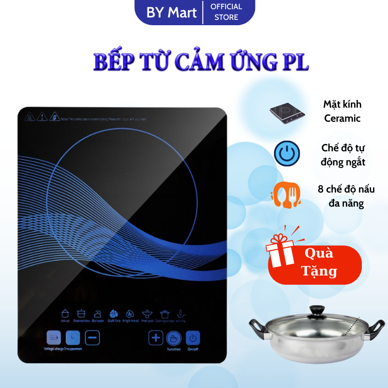 Bếp Từ Cảm Ứng PL Mặt Kính Cường Lực Siêu Bền Công Suất 2000W Chế Độ Tự Ngắt, Hẹn Giờ Tiết Kiệm Điện TẶNG Kèm Nồi