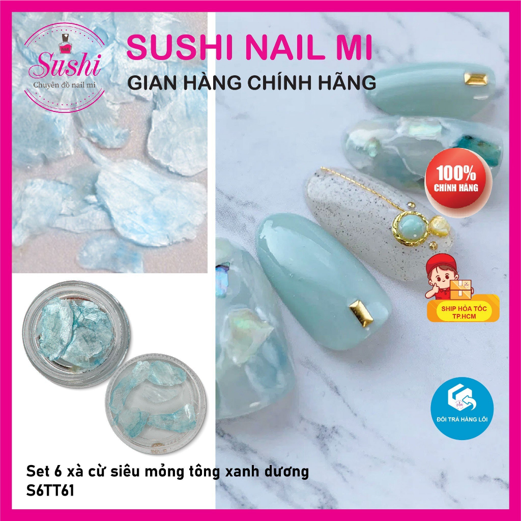 Set 6 xà cừ siêu mỏng tông xanh dương