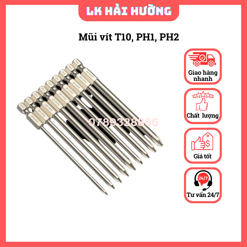Mũi vít T10, PH1, PH2 chính hãng Broppe