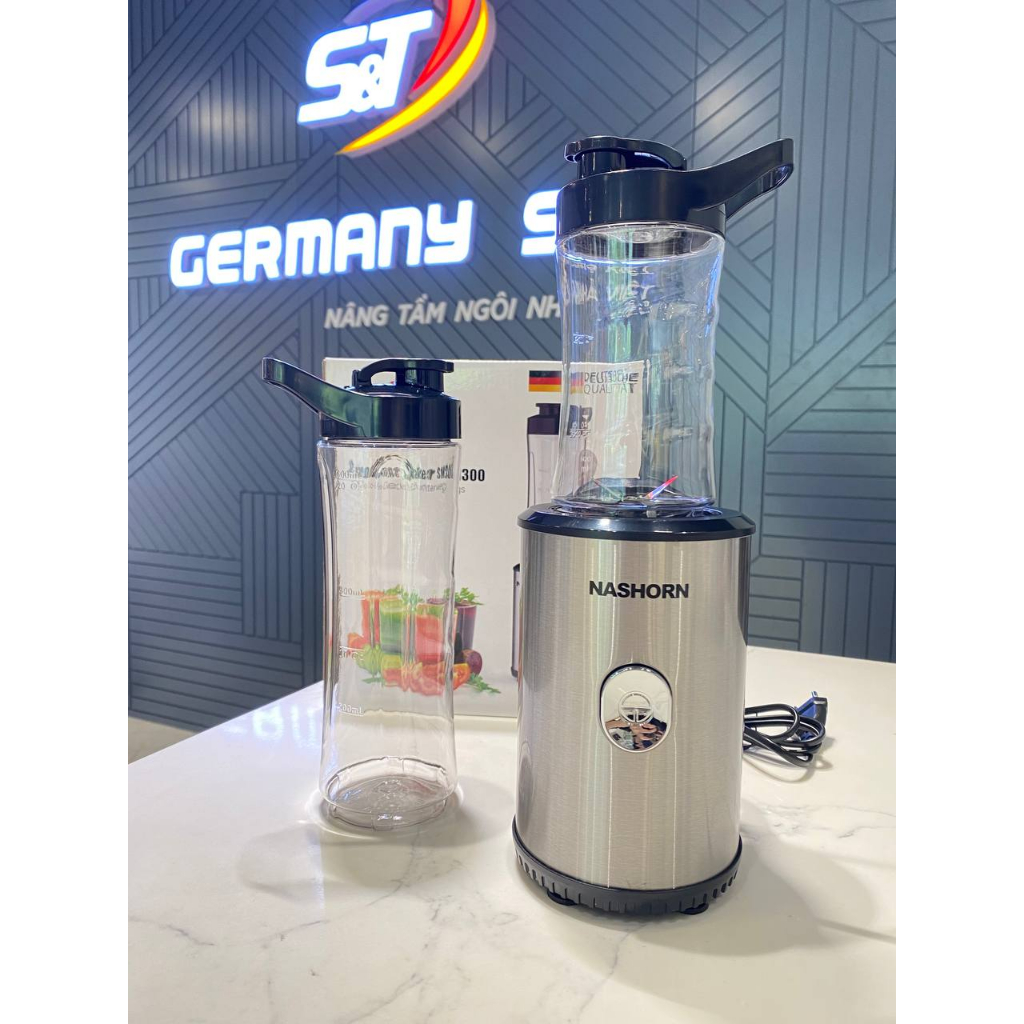 Máy xay sinh tố mini Nashorn SM300 Mix & go công suất 350W 2 tùy chọn cối xay, máy xay sinh tố cầm tay GermanySnT 400067