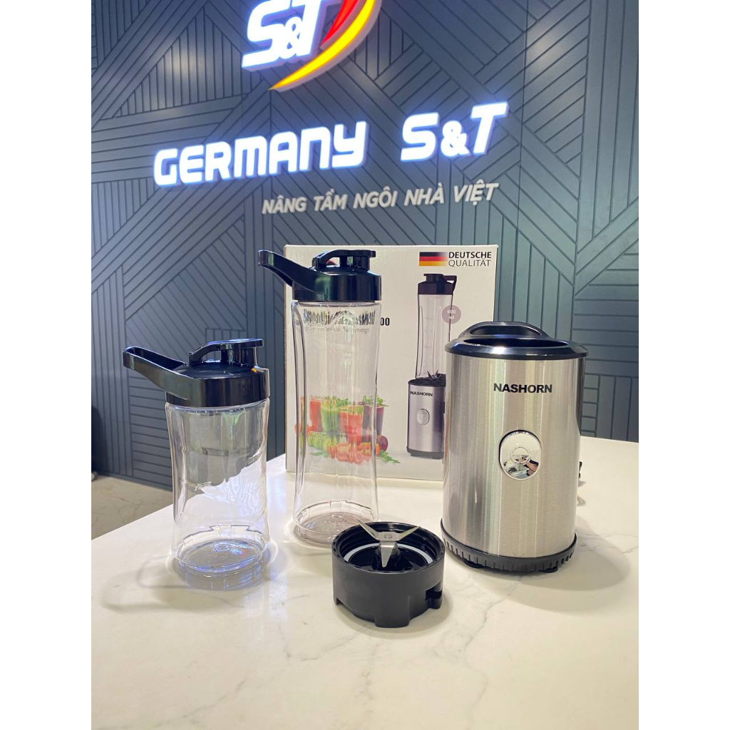 Máy xay sinh tố mini Nashorn SM300 Mix & go công suất 350W 2 tùy chọn cối xay, máy xay sinh tố cầm tay GermanySnT 400067