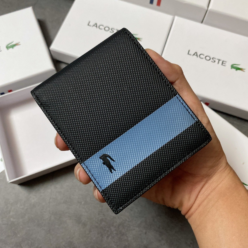 Ví Lacoste Nam Sọc Màu Da Mềm