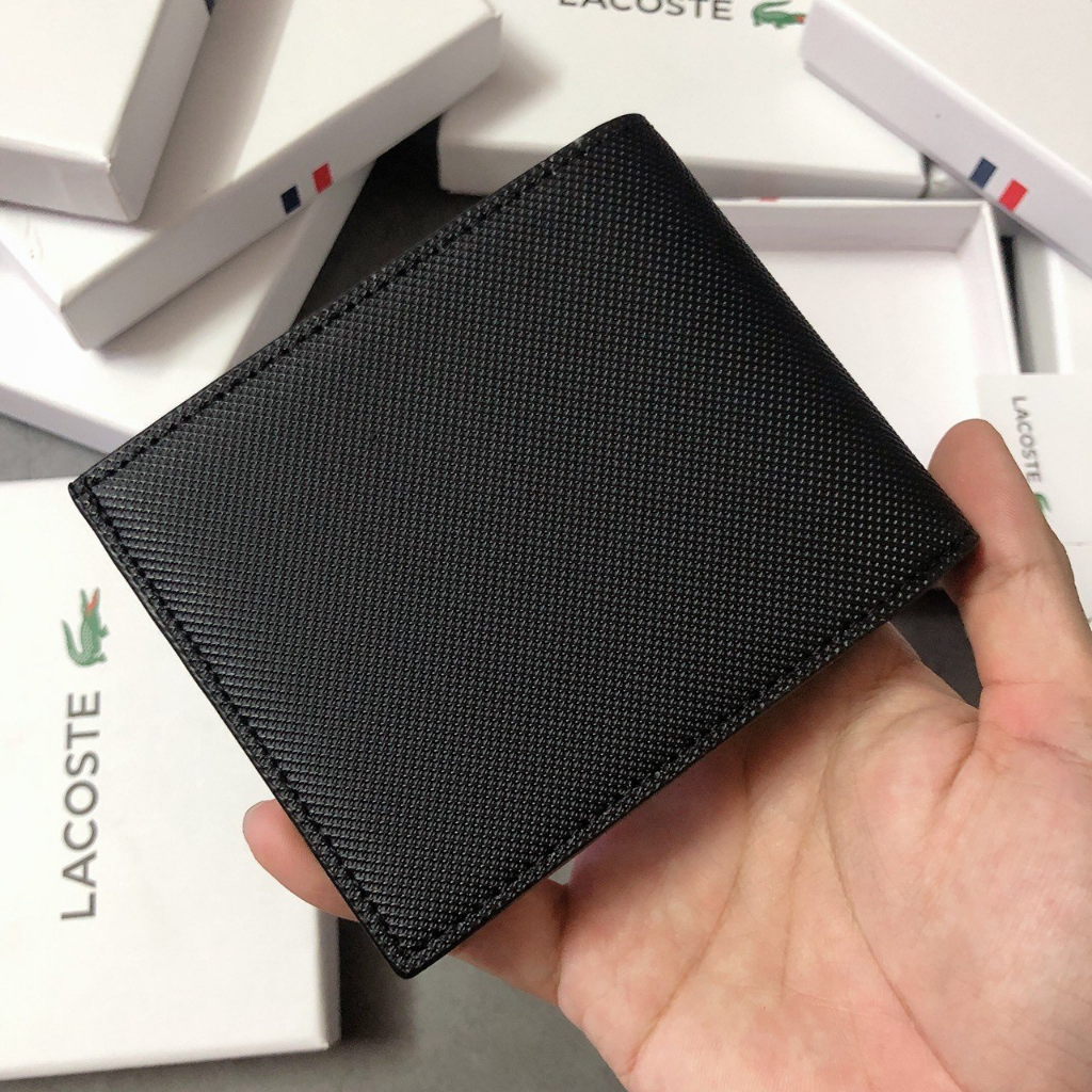 Ví Lacoste Nam Sọc Màu Da Mềm