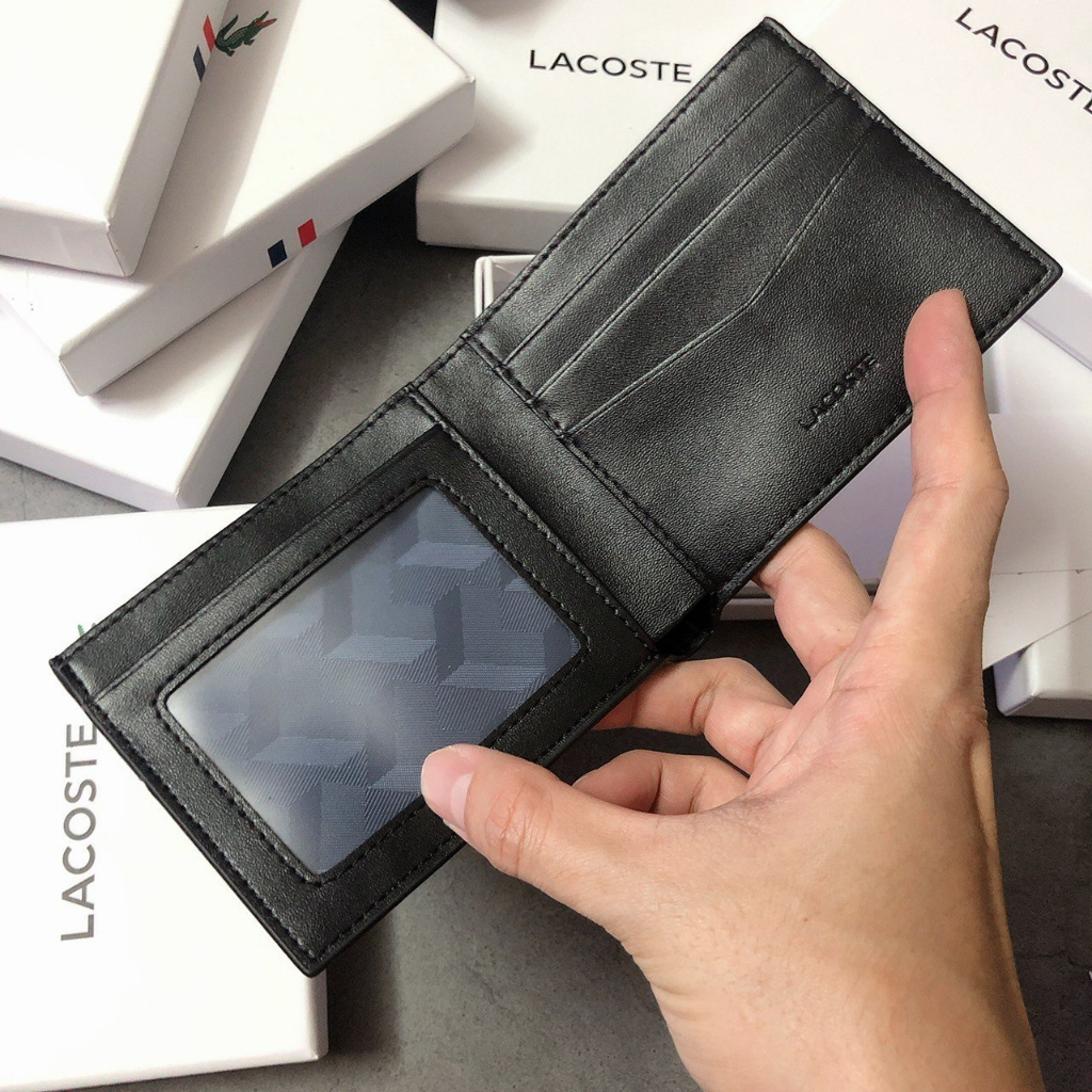 Ví Lacoste Nam Sọc Màu Da Mềm