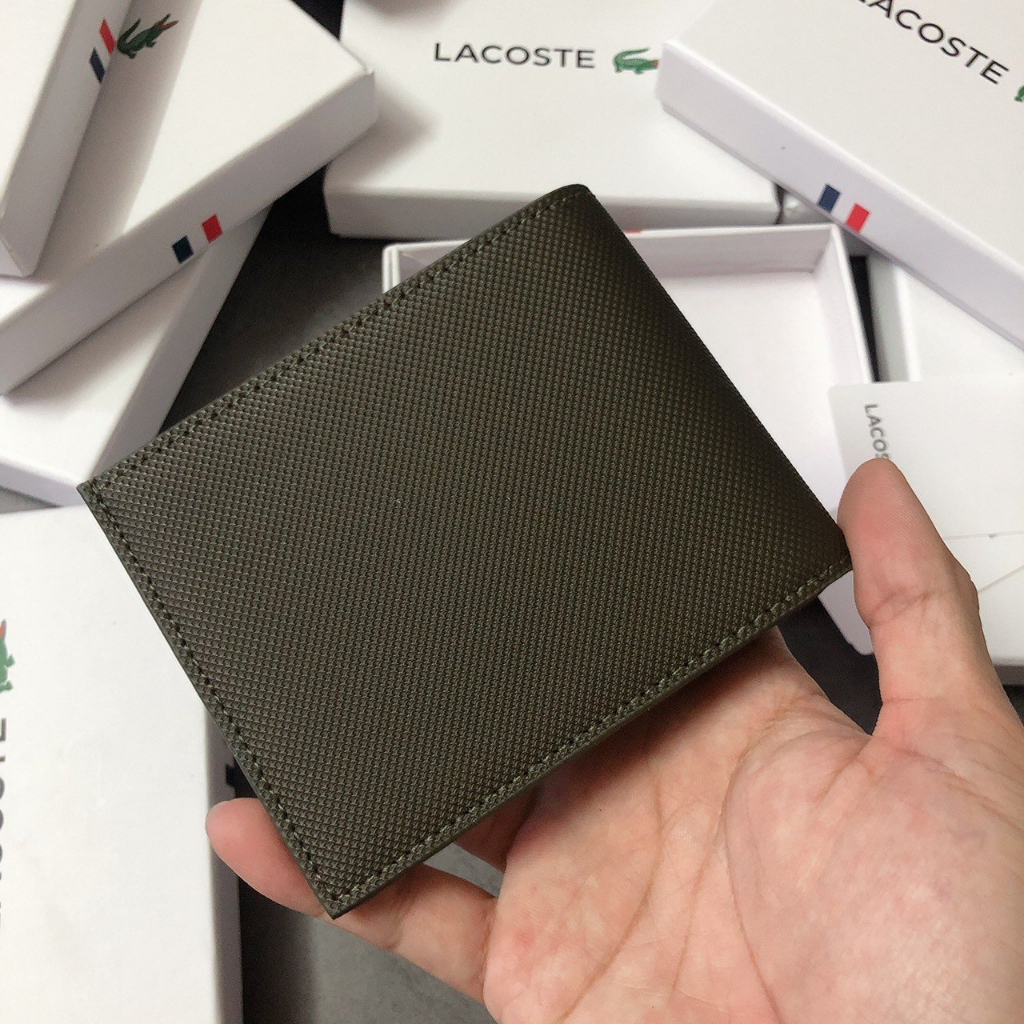 Ví Lacoste Nam Sọc Màu Da Mềm