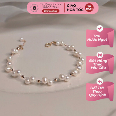 Vòng Tay Ngọc Trai Hạt Nhỏ 3-4ly Mix Bi Tinh Tế, Thanh Lịch - Ngọc Trai Trường Thịnh