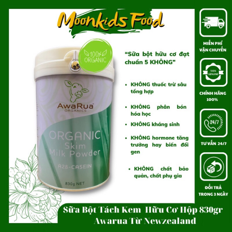 Sữa Bột Hữu Cơ Awarua Hộp 830g Vị Nguyên Kem Và Tách Kem Từ New Zealand