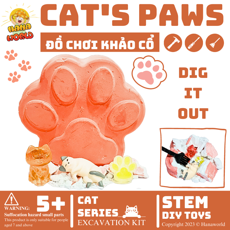 Đồ Chơi Khảo Cổ Khai Quật Hóa Thạch Hình Bàn Chân Mèo Cat's Paw Hanaworld Shop - Hổ Trợ Giáo Dục Trẻ Em