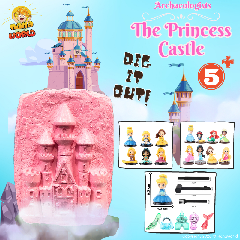 Đồ Chơi Khảo Cổ Khai Quật Hóa Thạch Siêu Lâu Đài Công Chúa Disney Hanaworld Shop - Hổ Trợ Giáo Dục Trẻ Em