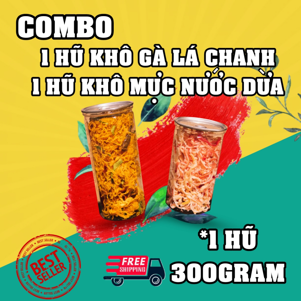 500Gram Khô gà Chanh + 500Gram Khô Mực Hấp Nước Dừa