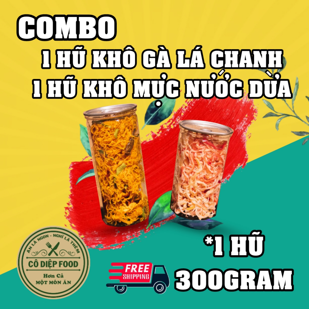 500Gram Khô gà Chanh + 500Gram Khô Mực Hấp Nước Dừa