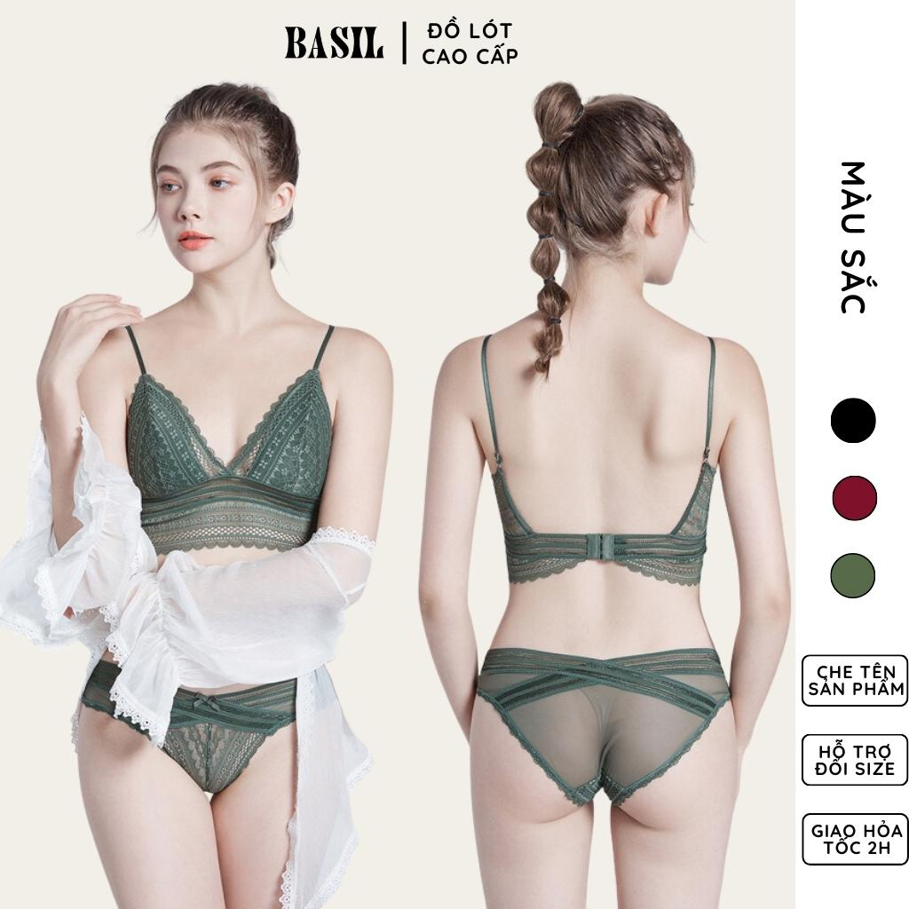 Bộ đồ lót BS02 Basil nữ chất ren không gọng đệm mỏng hở lưng