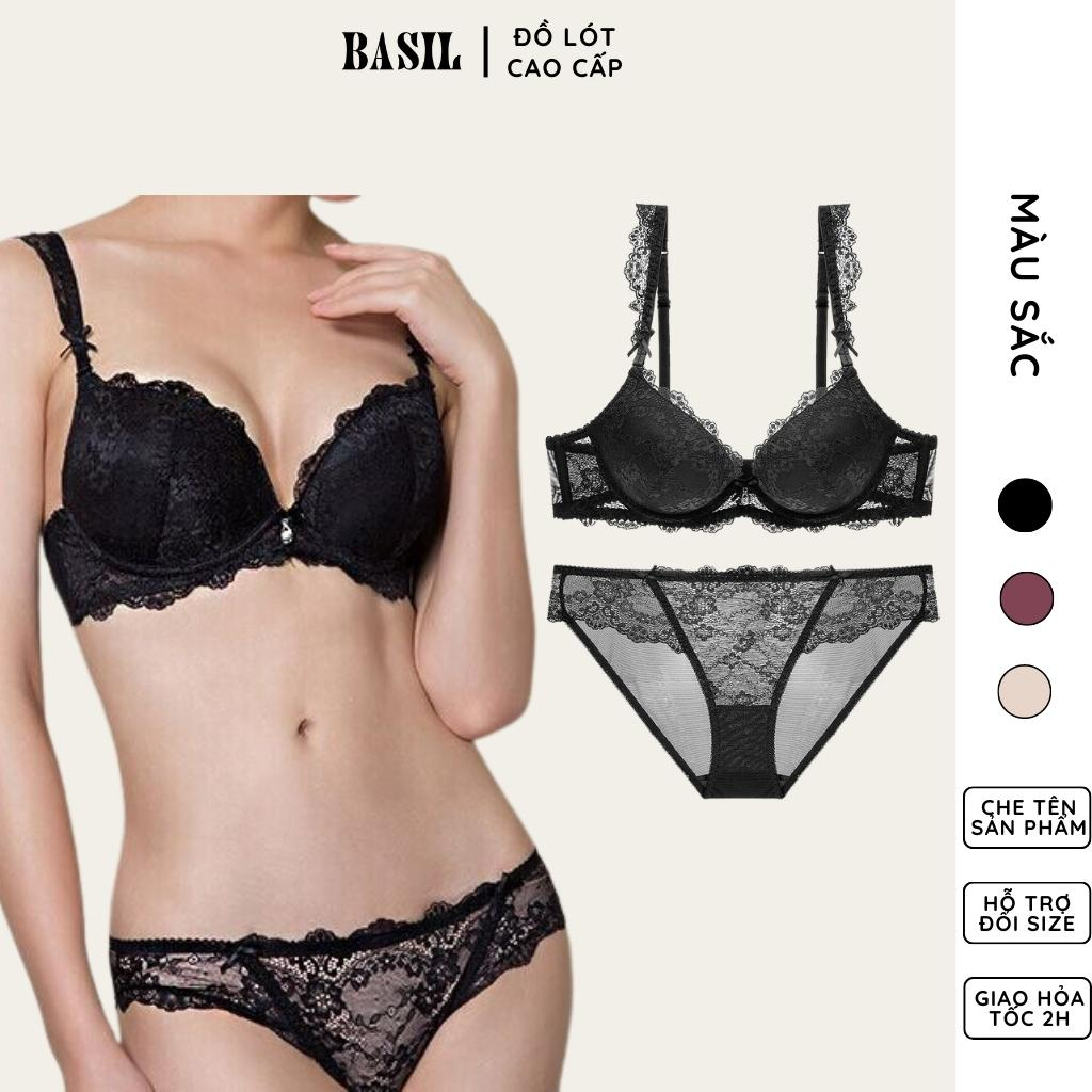 Bộ đồ lót QB15 BASIL nữ đệm mút dày ren hoa hỗ trợ nâng đẩy ngực hiệu quả