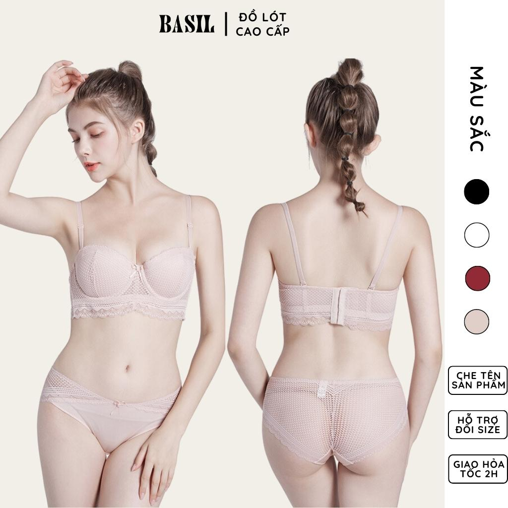 Bộ đồ lót BS05 Basil nữ cup ngang có gọng ren mềm nâng ngực đệm vừa chống tụt