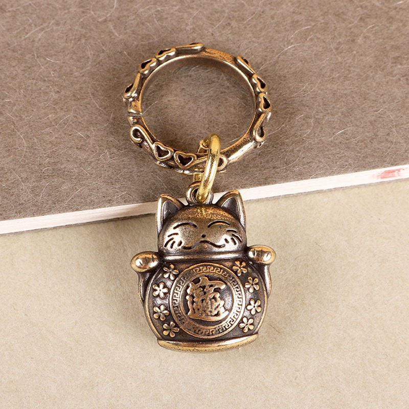 Móc Khóa Trang Trí Phong Thủy Bằng Đồng Thau Quả Bầu,Đồng xu,Ty hưu, Mèo Phát Tài, Mã Đáo Thành Công...