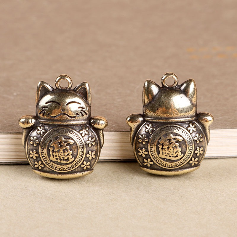 Móc Khóa Trang Trí Phong Thủy Bằng Đồng Thau Quả Bầu,Đồng xu,Ty hưu, Mèo Phát Tài, Mã Đáo Thành Công...