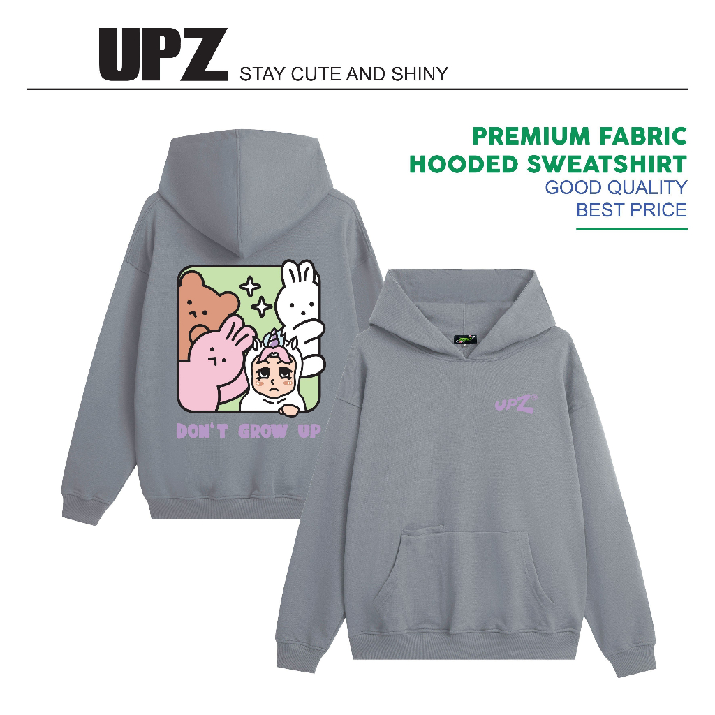 UPZ Áo Khoác Hoodie Unisex Nỉ Chân Cua Cotton In Dont Grow Up (5 Màu)