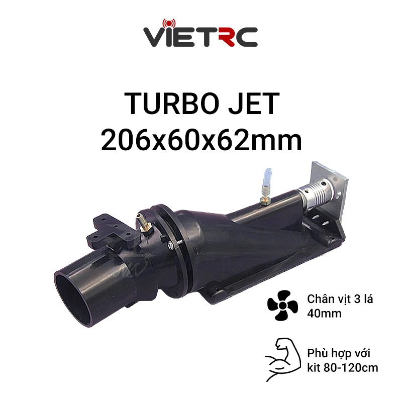 Turbo Jet 5mm 206x60x62mm chân vịt 40mm cho tàu, cano điều khiển từ xa