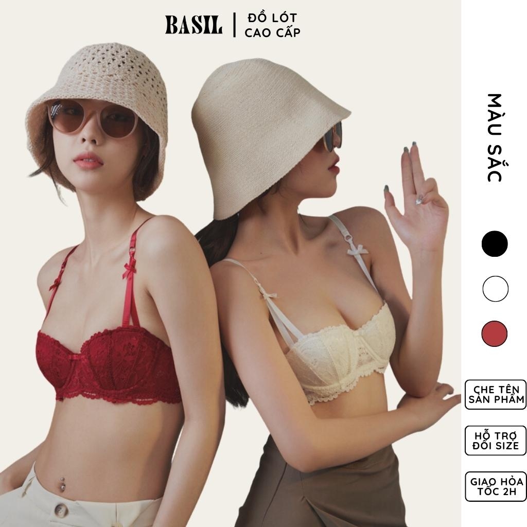 Bộ đồ lót QB11 nữ 1/2 cup có gọng mút vừa nâng ngực tự nhiên phối ren Basil