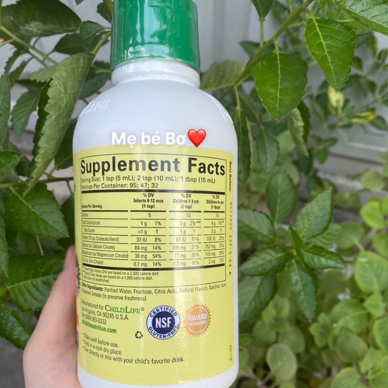 Siro Canxi Childlife Mỹ 475ml cho bé, Liquid Calcium Childlife USA Mỹ