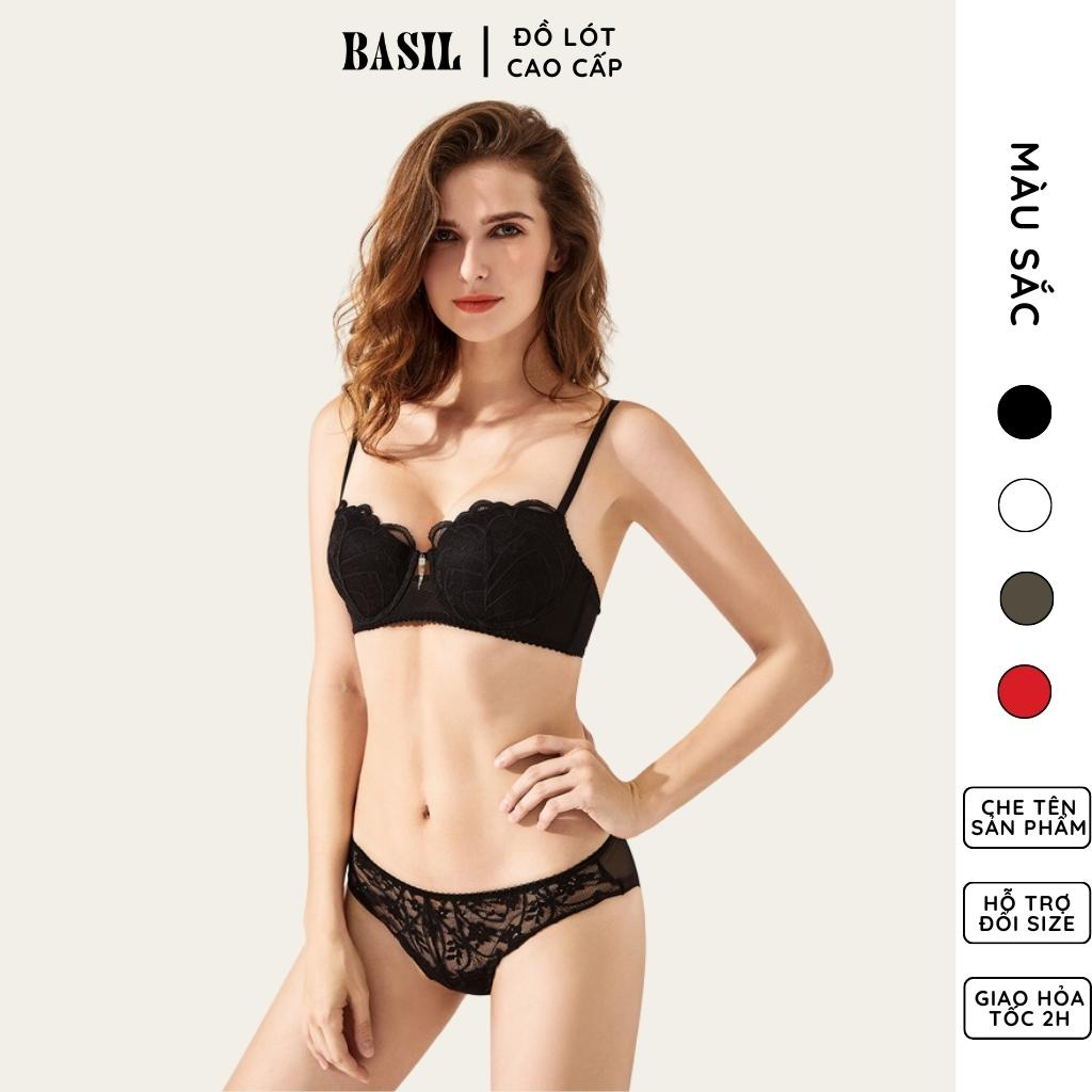 Bộ đồ lót BS07 Basil nữ có gọng nâng ngực mút vừa ren hoa cao cấp
