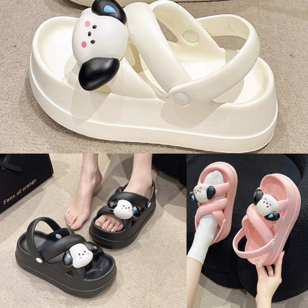 Dép nữ cao gần7cm dáng xăng đan tặng sticker gấu xinh gắn sẵn