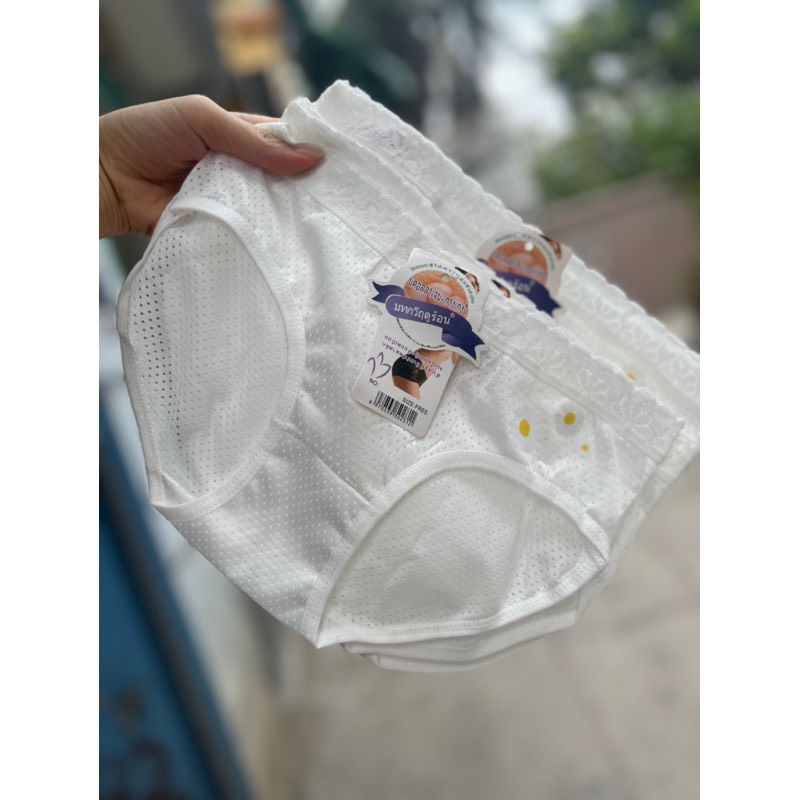 10 Quần lót thông hơi nguyên màu trắng viền ren