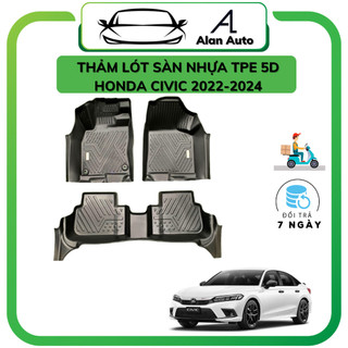 Thảm lót sàn ô tô honda civic 2022-2023, thảm nhựa tpe 5d đúc nguyên khối theo xe. bộ 3 miếng