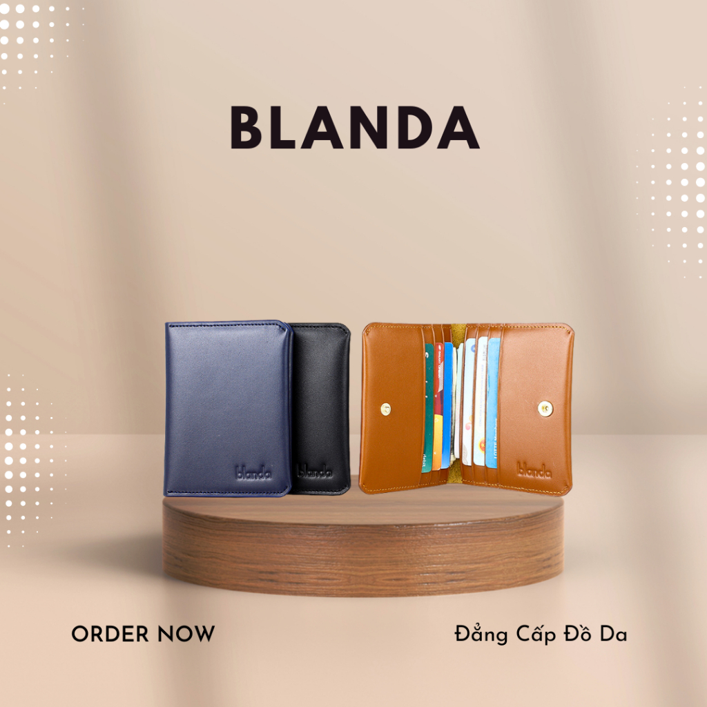 Ví đựng card da bò thật thương hiệu Blanda 8VNBM04