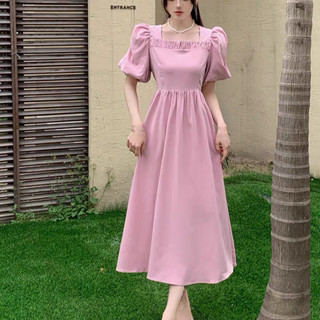 đàm xòe tay phồng cổ vuông hở lưng buộc nơ xinh ( thời trang vicky.g anitagreen) N823